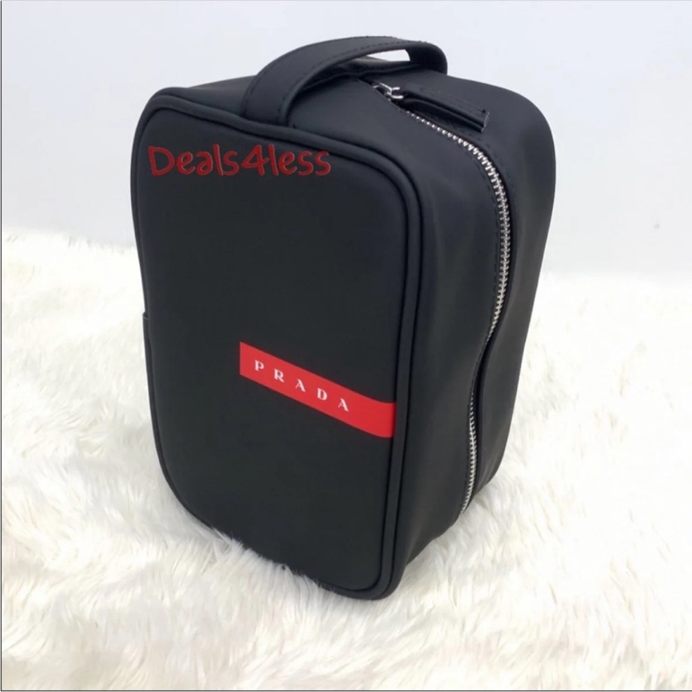 Prada Luna Rossa Black & Red pouch Travel bag Toiletry Dopp Kit Shaving Case
